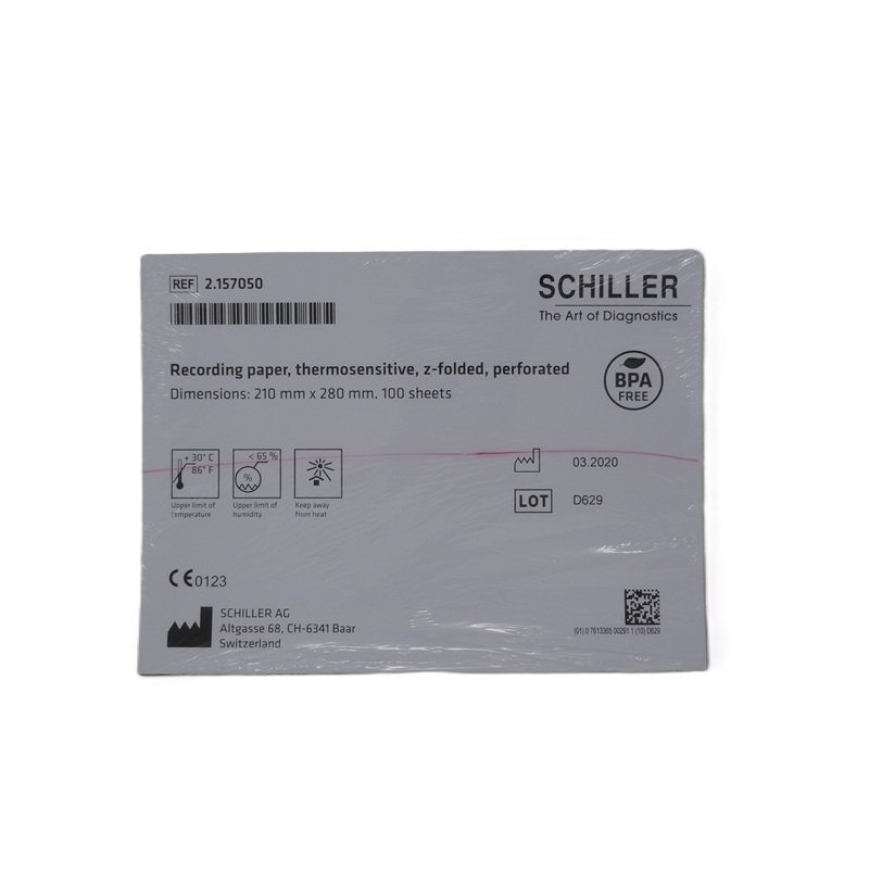 Papel para ECG en Z cuadricula roja para AT-102, AT-102Plus, AT102-G2, CS200 Excellence 10 paquetes con 100 hojas c/u (1000 hojas)