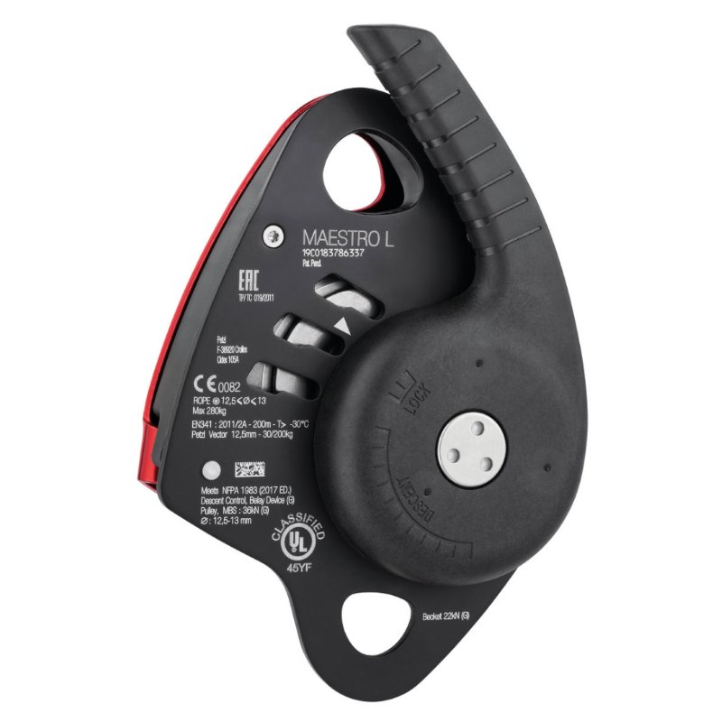 Descensor Maestro L con polea bloqueadora 250kg 12.5 a 13mm