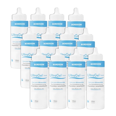 Gel para ultrasonido de viscosidad media UltraGel Clear caja c/12 geles de 250ml