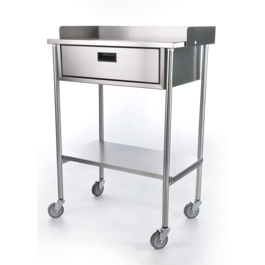 Mesa Pasteur con cajon, tubular cromada Clase C