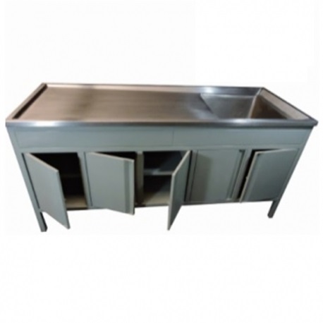 Mesa alta de 150 cm con fregadero derecho fabricado esmaltado