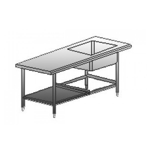 Mesa con fregadero izquierdo, medidas 180x70x90