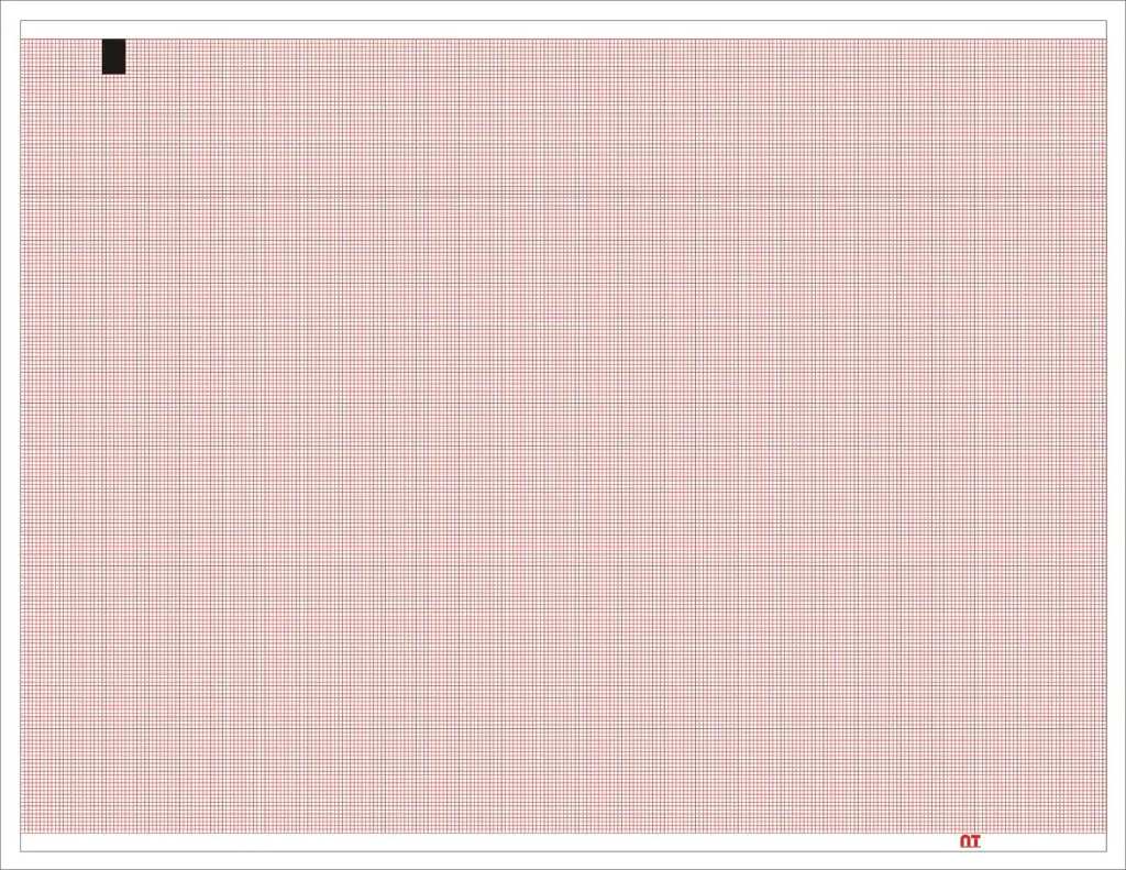 Papel para ECG 21.5 x 28cm graficado en rojo. Doblado en Z de 200 hojas para Cardioline