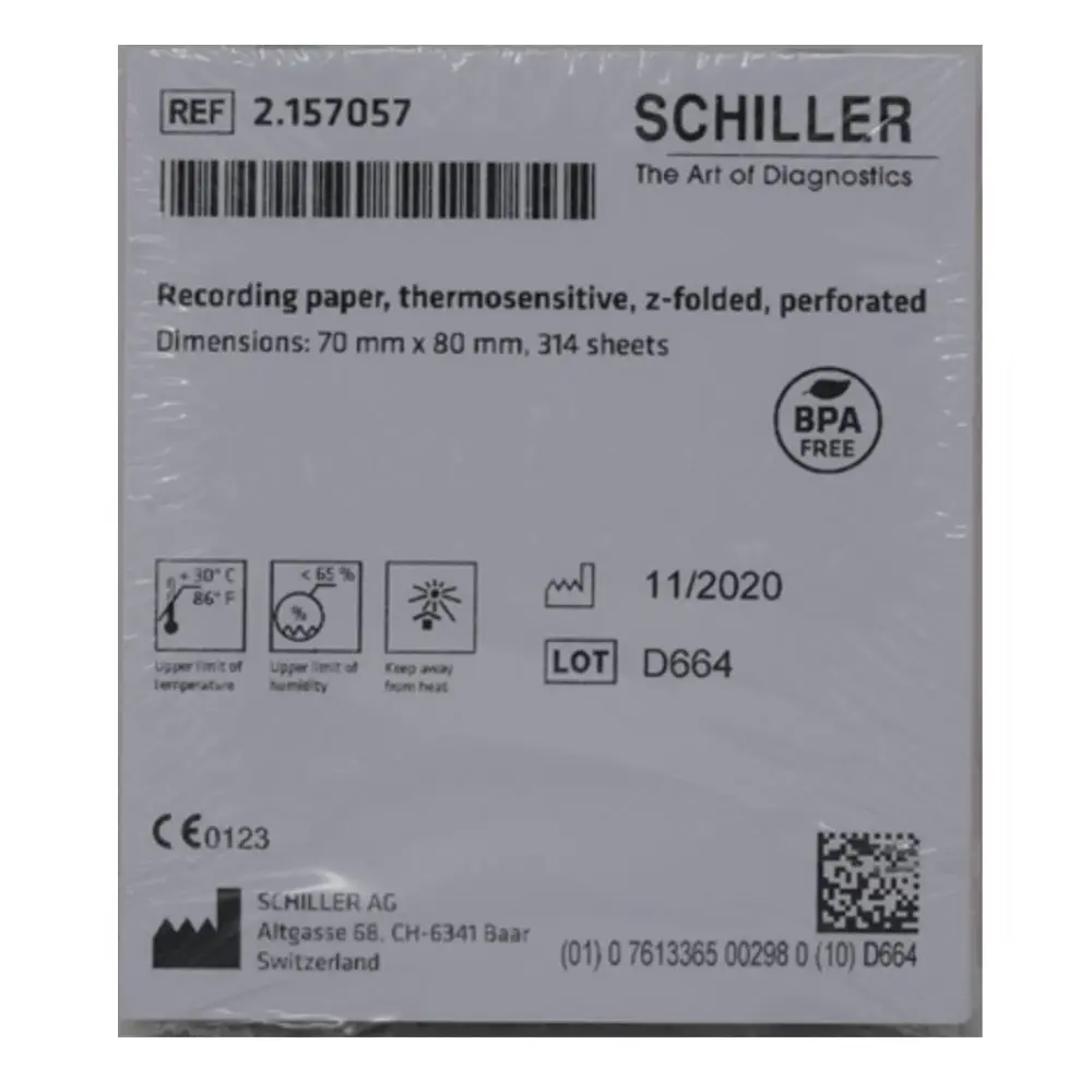 Papel para ECG CARDIOVIT AT-101, LCM, desfibrilador DG5000 y DG6002 caja c/10 paquetes