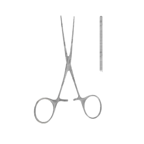 Pinza COOLEY neonatal recta de 12.5 cm de longitud.