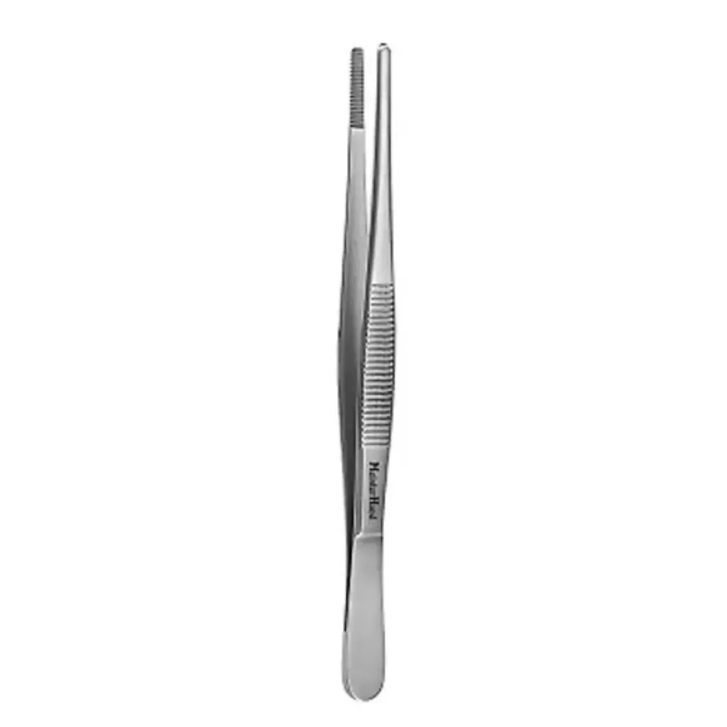 Pinza de diseccion sin dientes de 8 pulg (20.3 cm) mangos estriados puntas estriadas