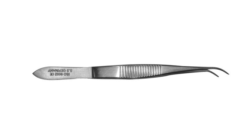 Pinza IRIS con Dientes Curva Extra Fina PREMIUM Acero Aleman
