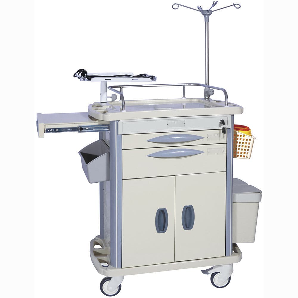 Carro rojo para emergencias de plastico ABS con 5 cajones 72x47 x92 cm