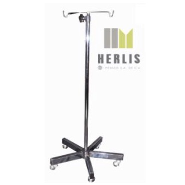 Porta Sueros para Venoclisis Rodable Combinado Acero Inoxidable-Cromada de Cinco Apoyos