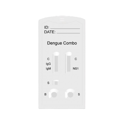 Prueba para detección de antigeno (NS1) y anticuerpos (IgG/IgM) de Dengue combo en cassette - caja con 25 pruebas