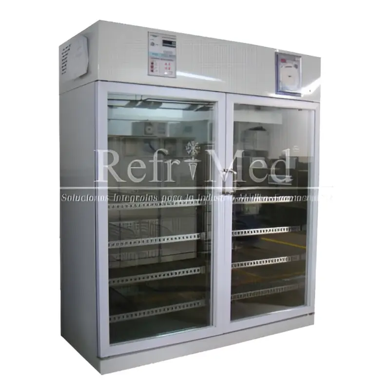 Refrigerador Vertical para Vacunas y Biologicos de 45 ft³ de Acero Inoxidable, 2 Puerta de Cristal Con Graficador