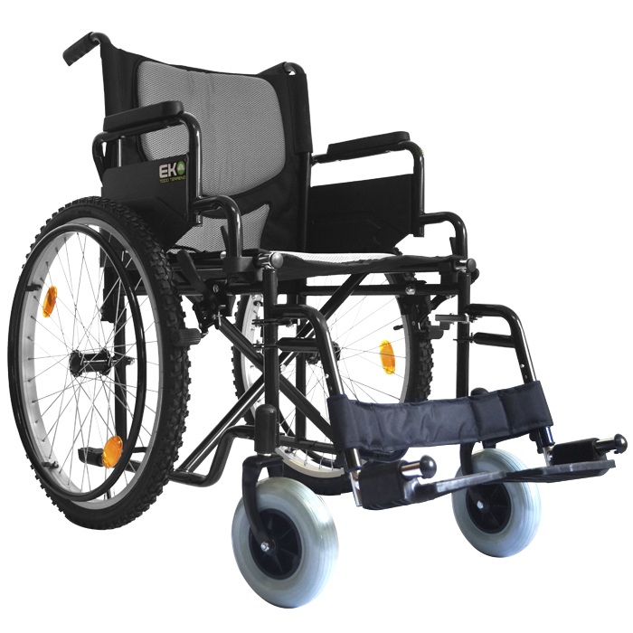 Silla de Ruedas 19" Todo Terreno con Llantas Neumaticas y Descansapies Removible Color Negro 