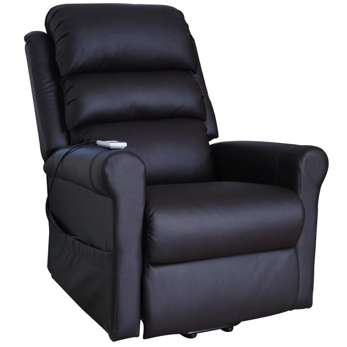Sillón reclinable reposet con sistema de masaje y calor en Vinipiel color Chocolate