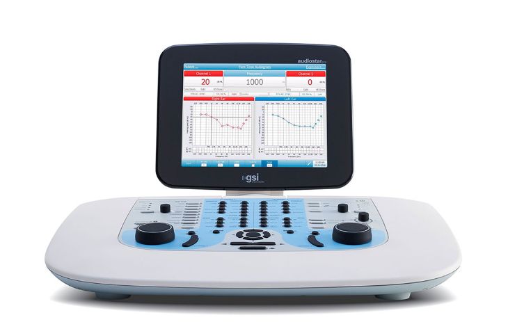 Audiometro Clinico de 2 canales mod. Audiostar Pro con Audifonos y Vibrador Via Osea  