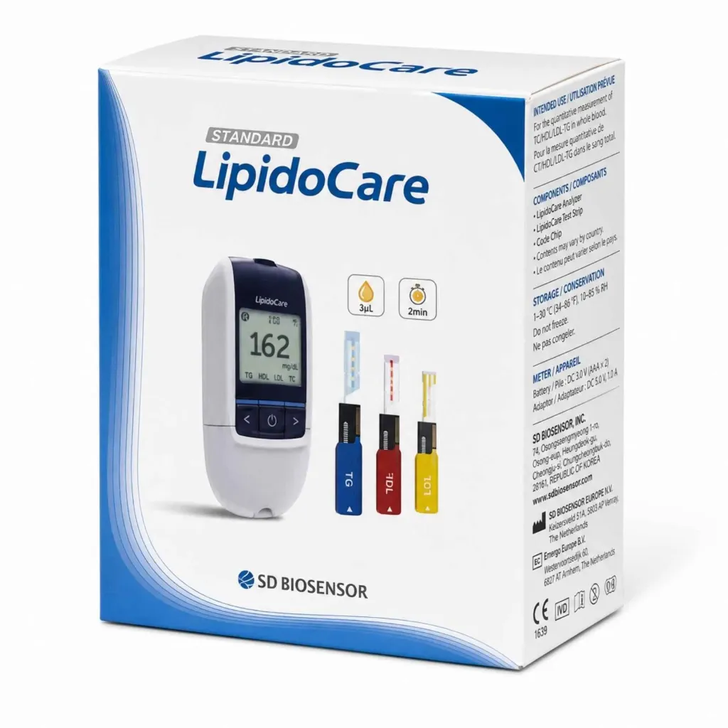 Analizador LipidoCare para determinar colesterol, HDL, trigliceridos y glucosa con fotometria de reflectancia