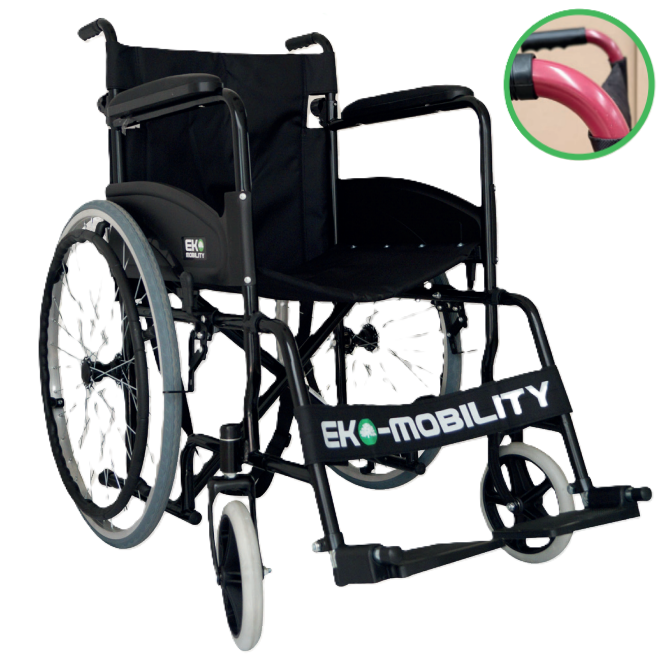 Silla de Ruedas 18" de acero con descansapies fijos