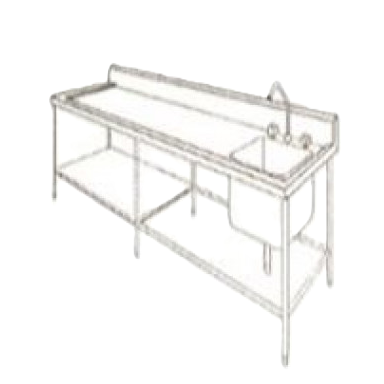 Mesa con respaldo de 230cm y fregadero derecho para triturador