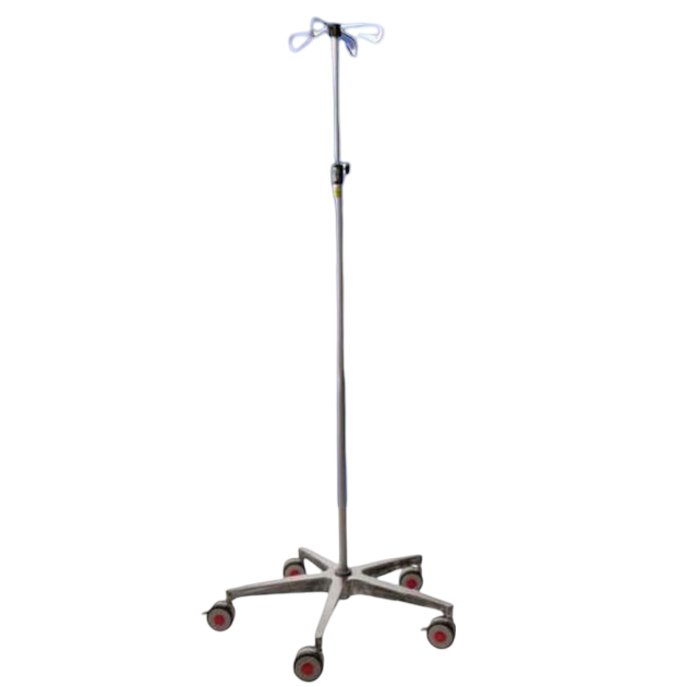 Porta venoclisis antimagnético para MRI con 4 ganchos y ruedas de 7.6cm (2 con freno)