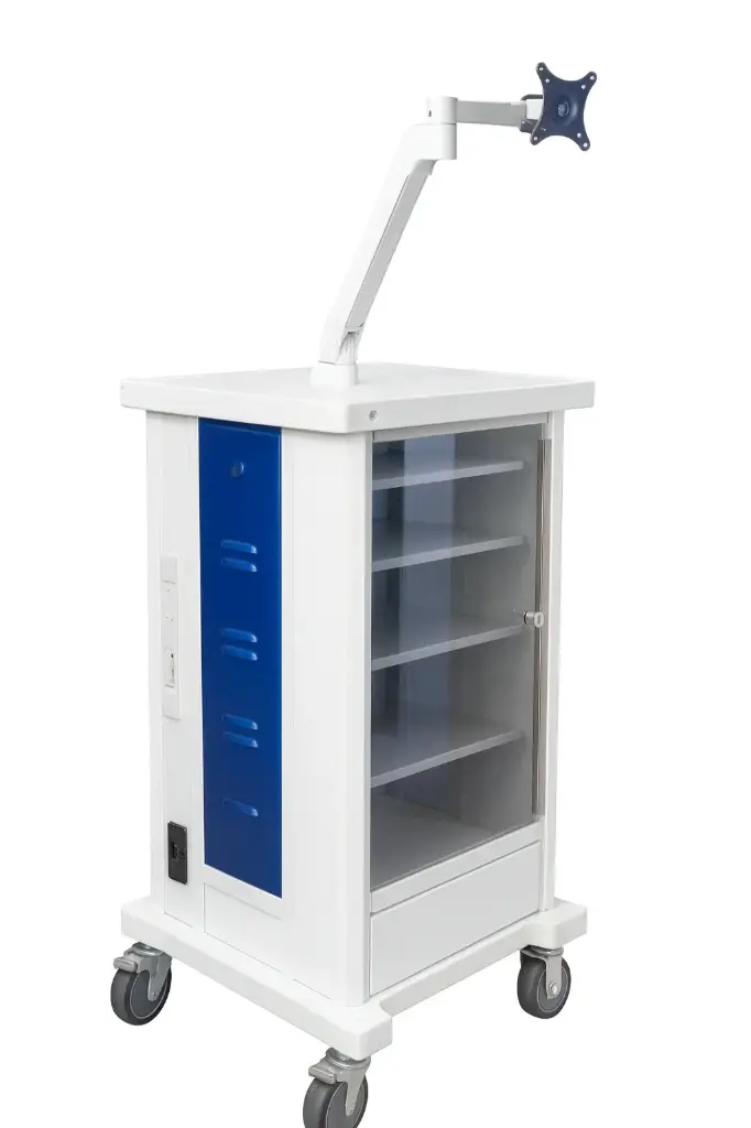 Carro porta equipo con brazo neumático grado médico