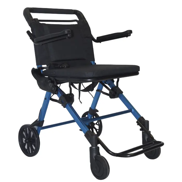 Silla de traslado de viaje de aluminio plegable soporta 120 kg
