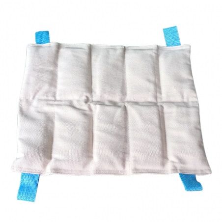 Compresa húmedo caliente medida de 60x10cm y rellena de bentonita 