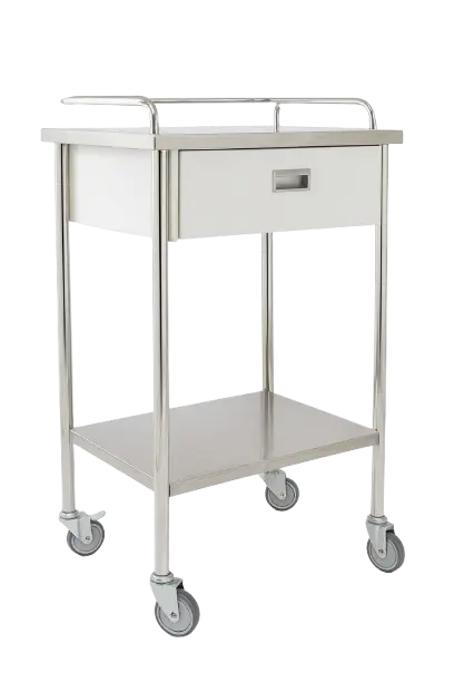 Mesa Pasteur Plus cubierta inoxidable 304 C20, estructura cromada con cajon esmaltado