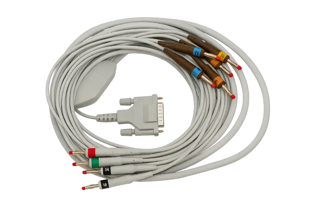 Cable de paciente Schiller de 10 derivaciones, 2 metros, para ECG/EKG en reposo con conectores banana