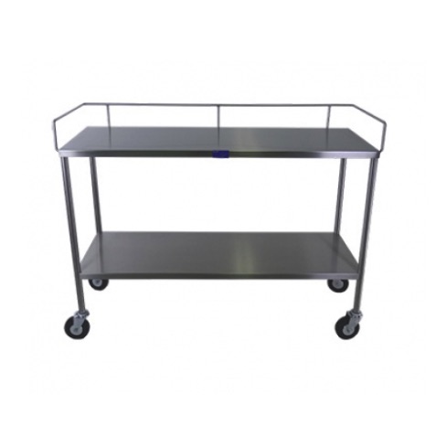 Mesa para instrumental con dos entrepaños de 96X44X91cm cm acero inoxidable