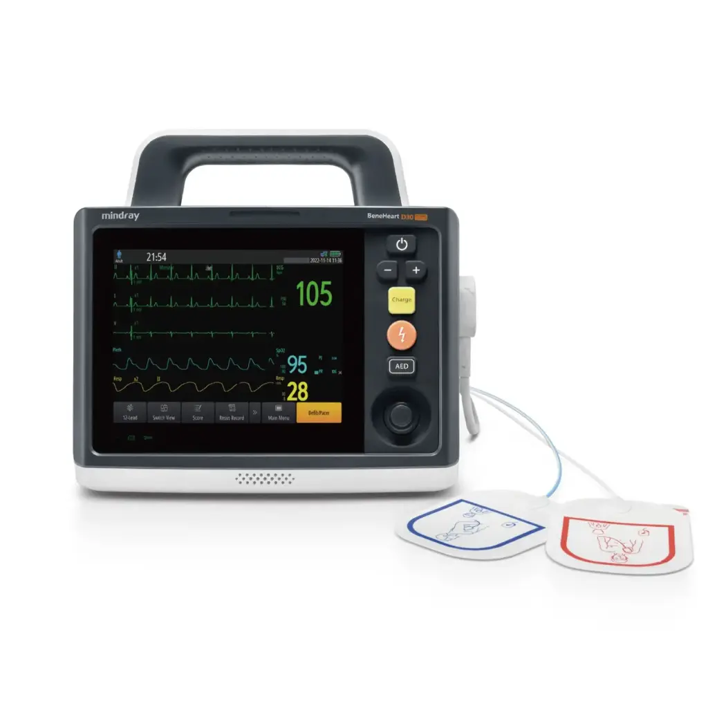 Desfibrilador monitor adulto-pediátrico BeneHeart D30 con ECG, SPO2 y PANI