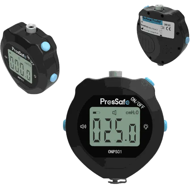 Manometro de presión Mod. PRESSAFE con alarma auditiva y visual, 0 a 100 cmH2O