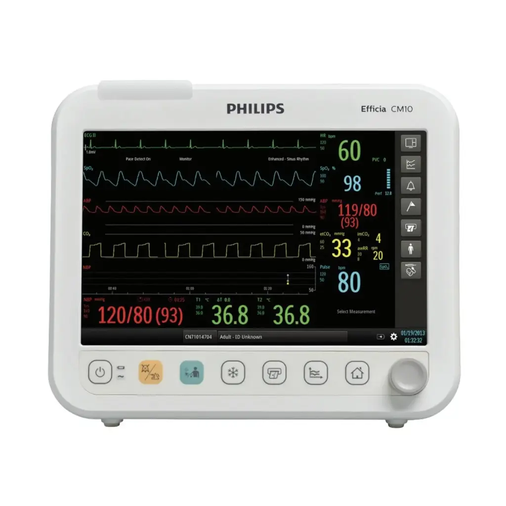 Monitor para paciente de signos vitales de 10" Efficia CM10 pantalla táctil (ECG, SpO2, PANI, FC, Temp y Resp.)