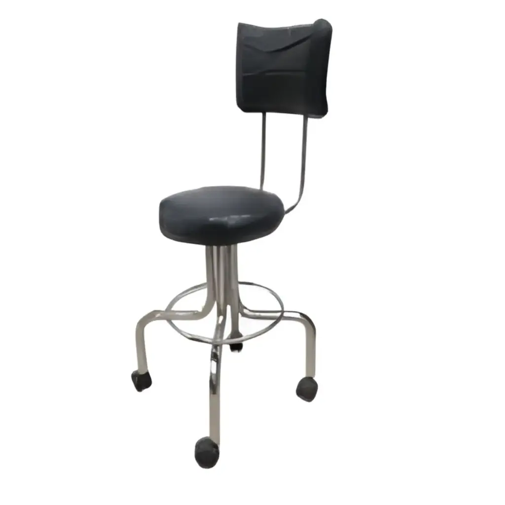 Banco giratorio con respaldo y asiento tapizado de acero inoxidable (especial)