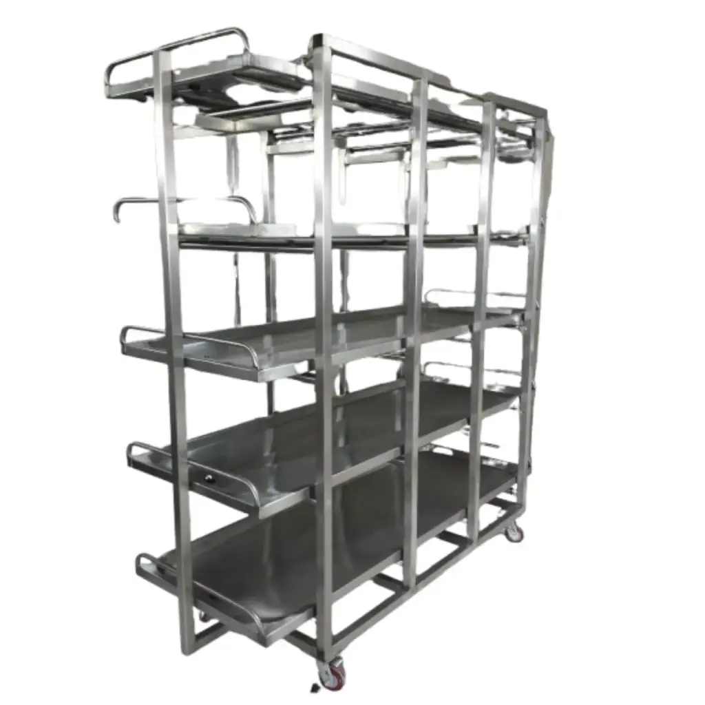 Rack para resguardo de charolas de cadaveres (4 gavetas) movil