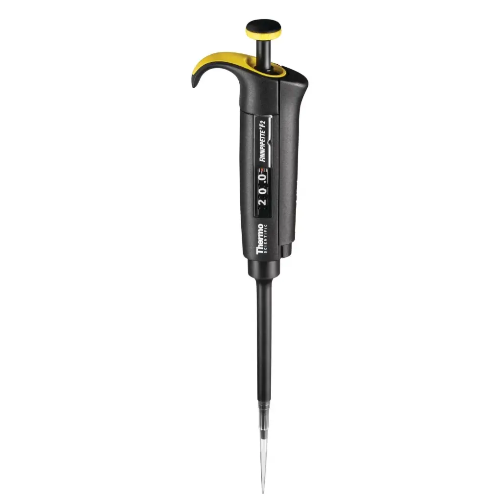 Pipeta de volumen ajustable Finnpipette™ F2 (10-100μl) amarilla