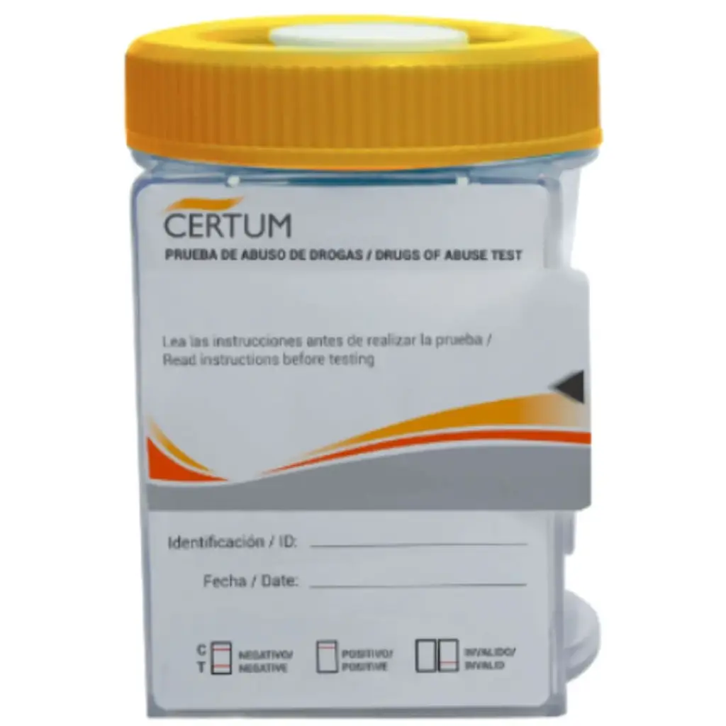 Frasco integrado con llave de 5 parametros (AMP/COC/MET/OPI/THC) caja c/25pzs