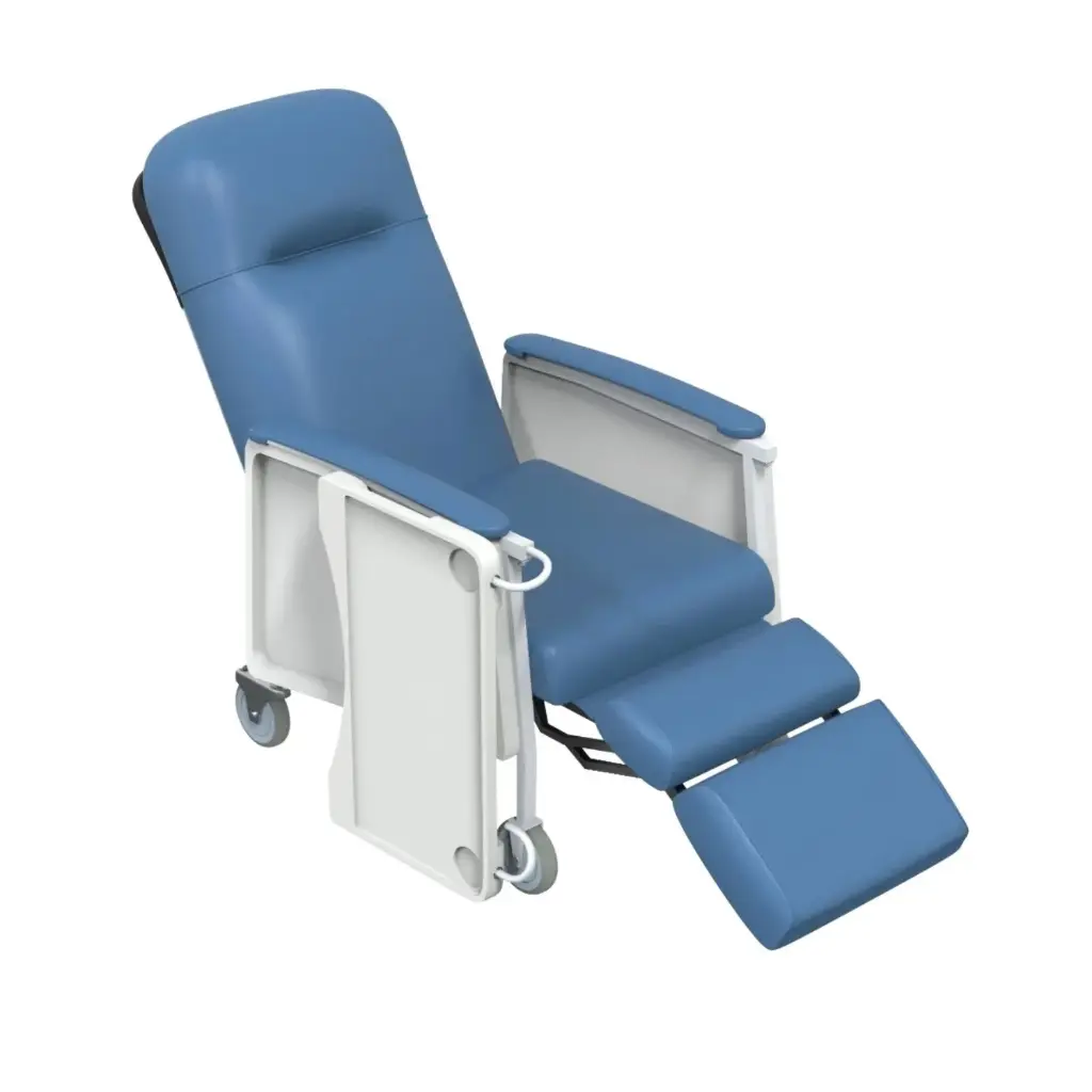 Sillon reclinable 3 posiciones azul charolas laterales Mod. Therasenior