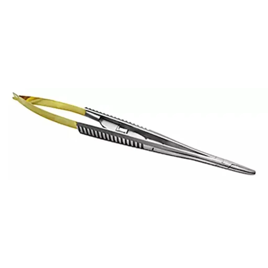 Porta agujas castroviejo recto 13cm con insertos de carburo de tungsteno