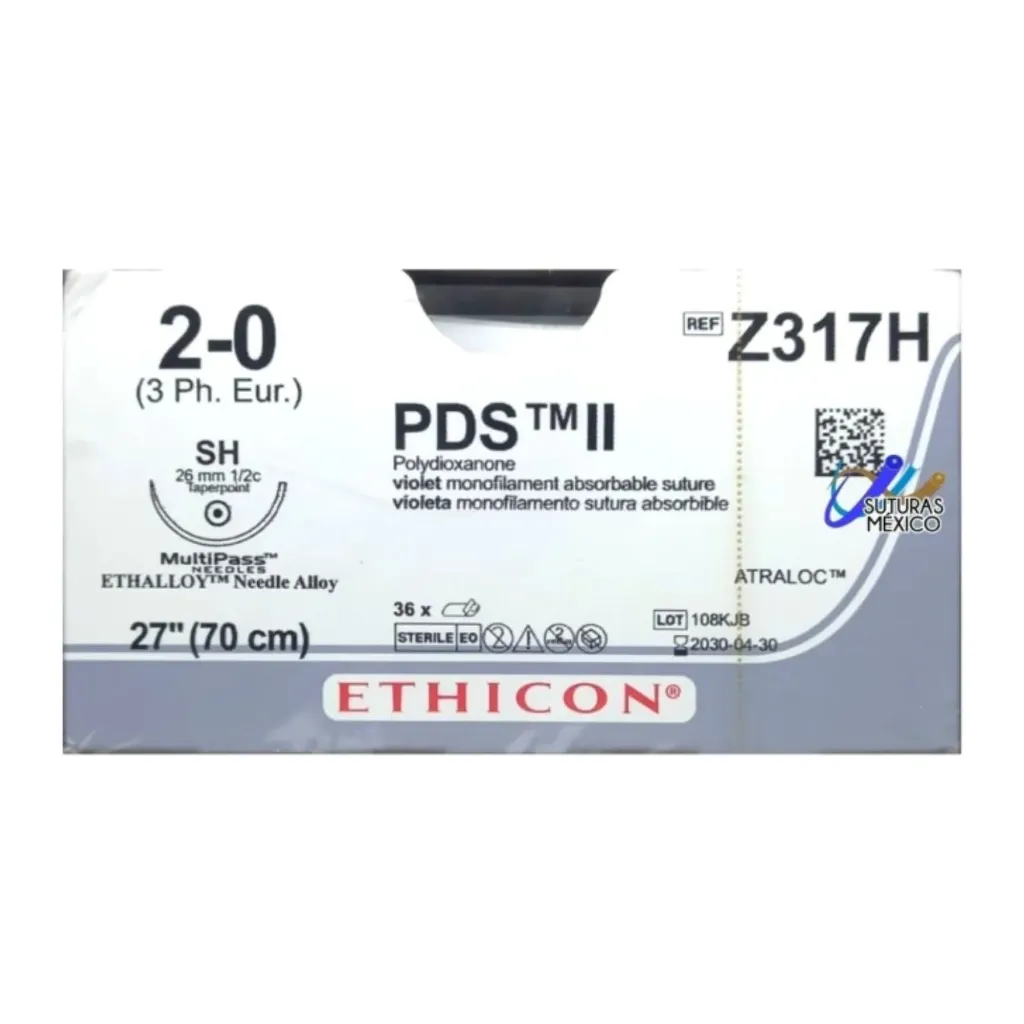 Aguja ahusada PDS II de 26 mm hebra 70cm caja c/36pzs