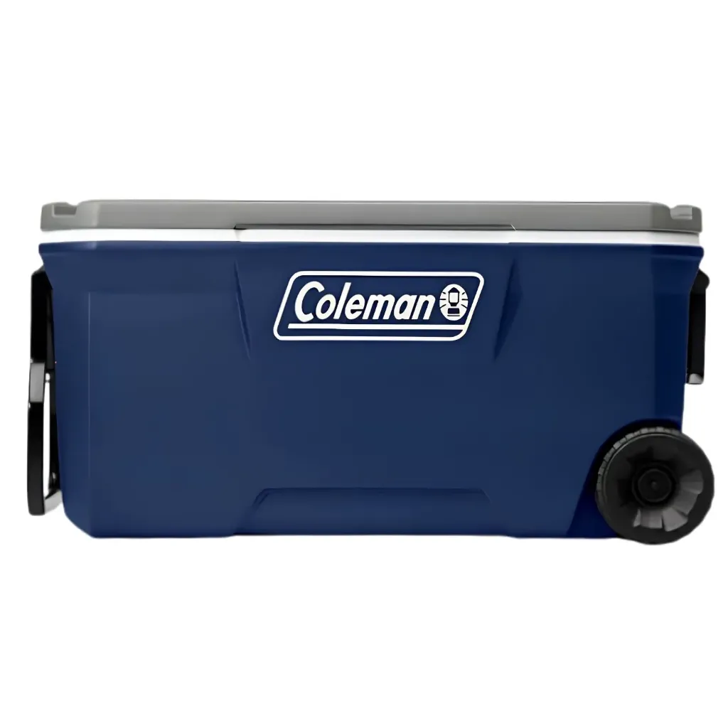 Hielera con llantas 100qt azul con gris