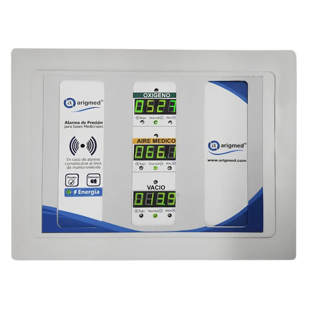 Alarma para gases medicinales (oxigeno, aire y vacío) digital con display