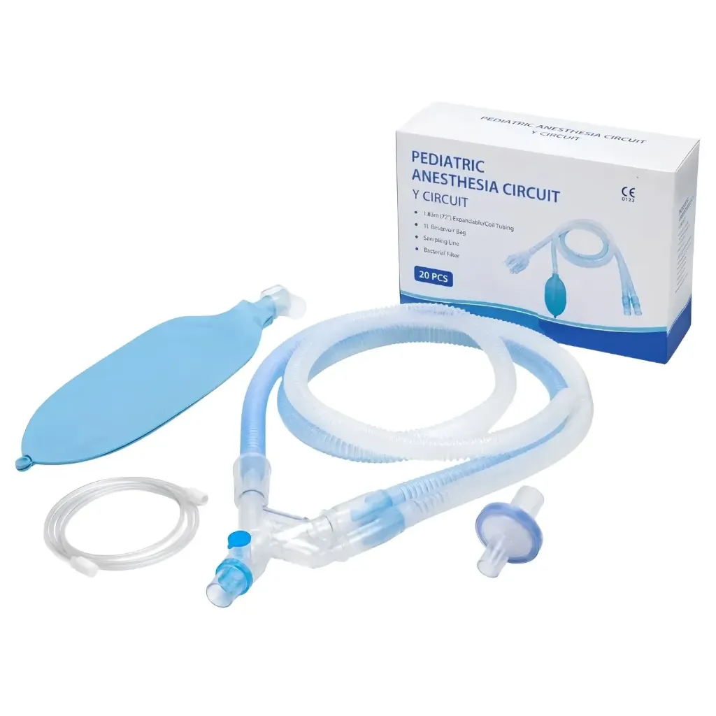 Circuito de anestesia pediátrico en Y con tubo expandible de 1.83 mts 72" incluye bolsa de 1 L, línea de muestreo y 1 filtro bacteriano