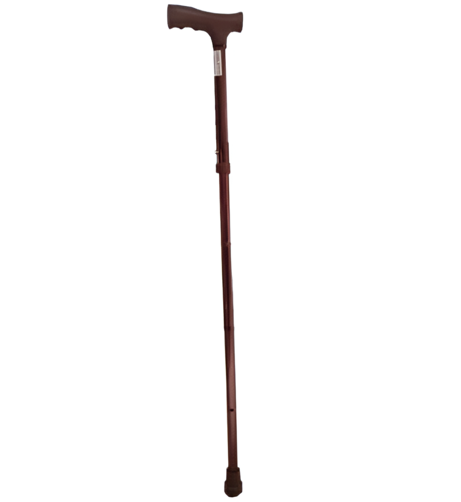 Baston de Aluminio Plegable Color Bronce con Mango Aleman de Plastico 