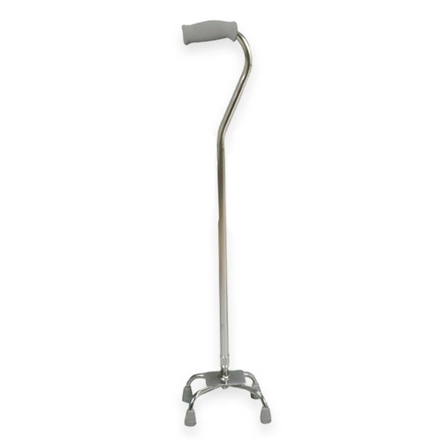 Baston de Aluminio de 4 Apoyos con Base Metalica Color Plata 