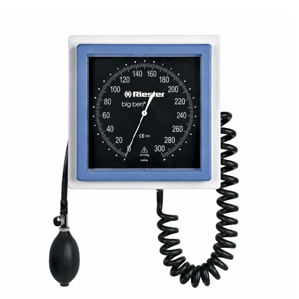 Baumanometro aneroide de Pared. big ben® Cuadrado con brazalete velcro adulto de 2 tubos.