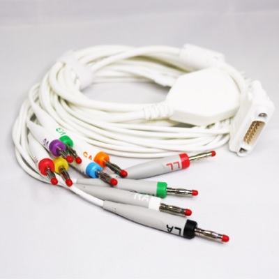 Cable de paciente ECG AHA, 10 puntas, 4mm plugs.