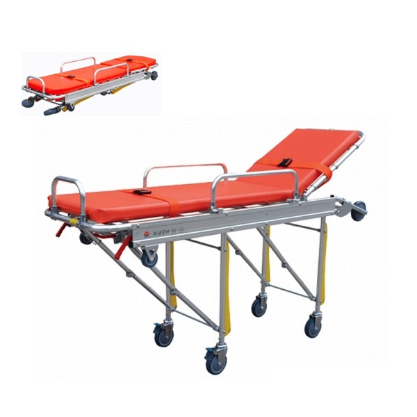 Camilla de golpe para ambulancia automática C50 color naranja
