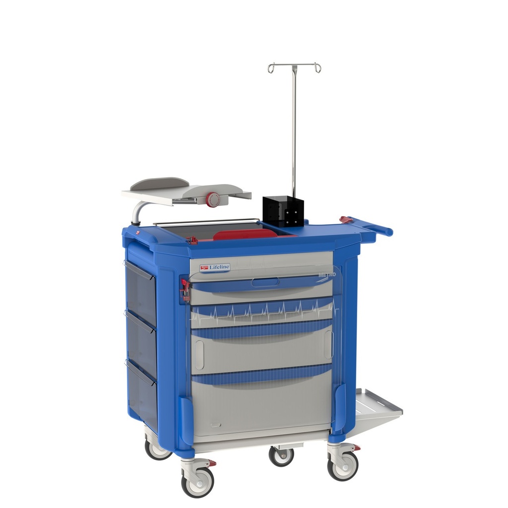 Carro rojo para emergencias de plastico con 4 cajones 60.9 x 109 x 86.3 cm Lifeline