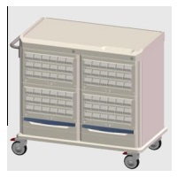 Carro para medicamentos almacenamiento tipo cassettes cuerpo doble