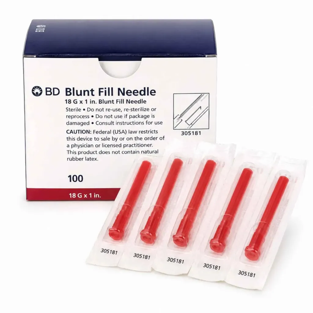 Aguja punta roma 18G x 1" caja con 100 