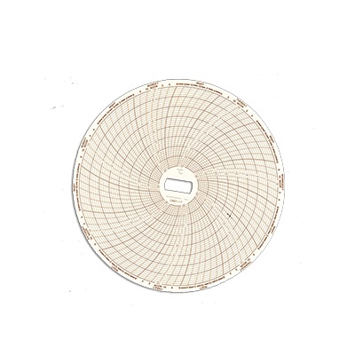 Papel circular para graficador de temperatura de 6", -30˚C a 10˚C paq. con 60